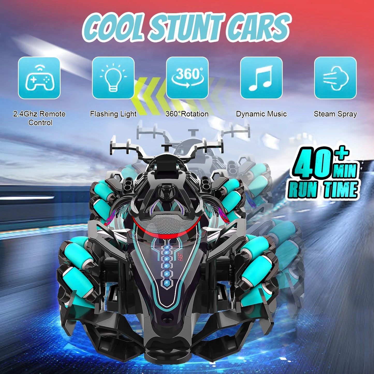Remote Control Car, RC Cars Toys for Ages 5-7, 2.4GHz 4WD Fast RC Car Kids Toys for Ages 8-13