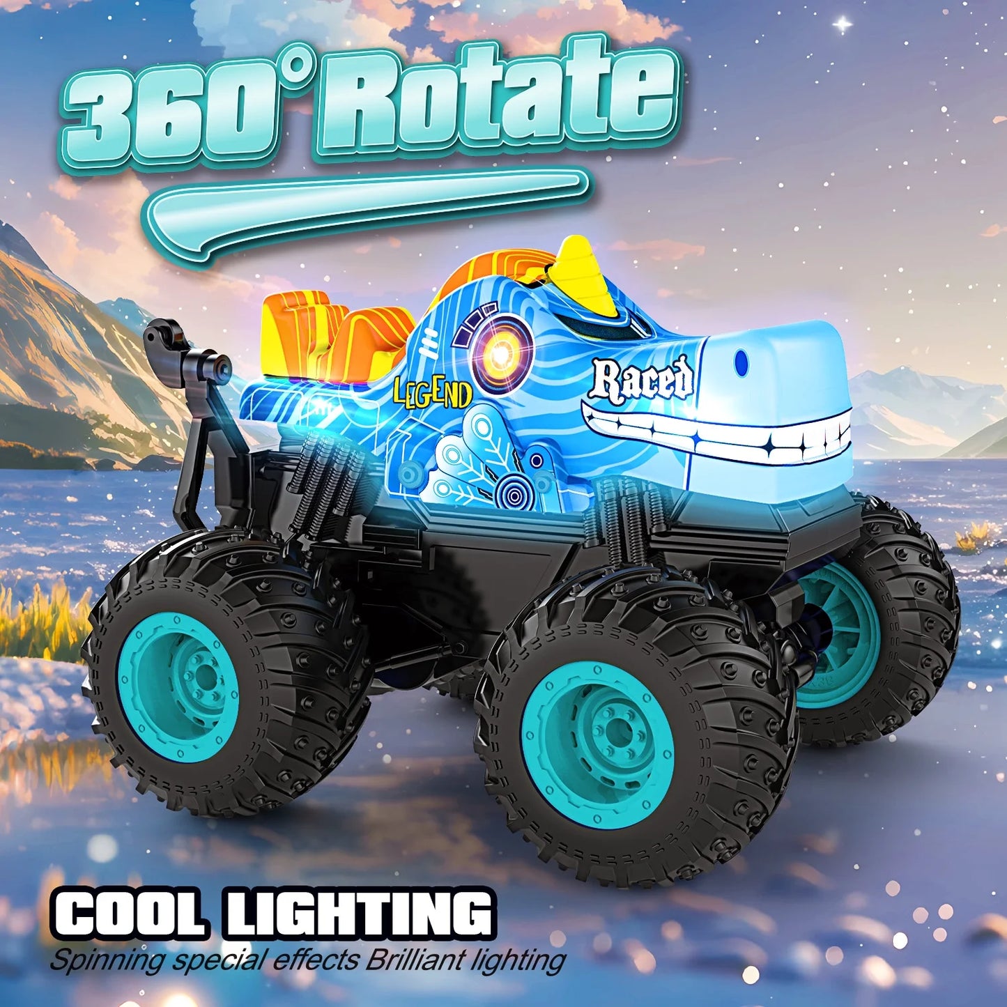 RC Monster Truck Toys, Remote Control Cars for Kids, Dinosaur RC Cars with Light & Music,Stunt, 360° Spin, Walk Upright