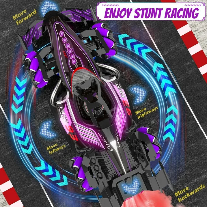 F1 Remote Control Car for Kids, 4WD 360° Rotation Drift RC Stunt Car with Light & Music & Spray , One-Click Demo