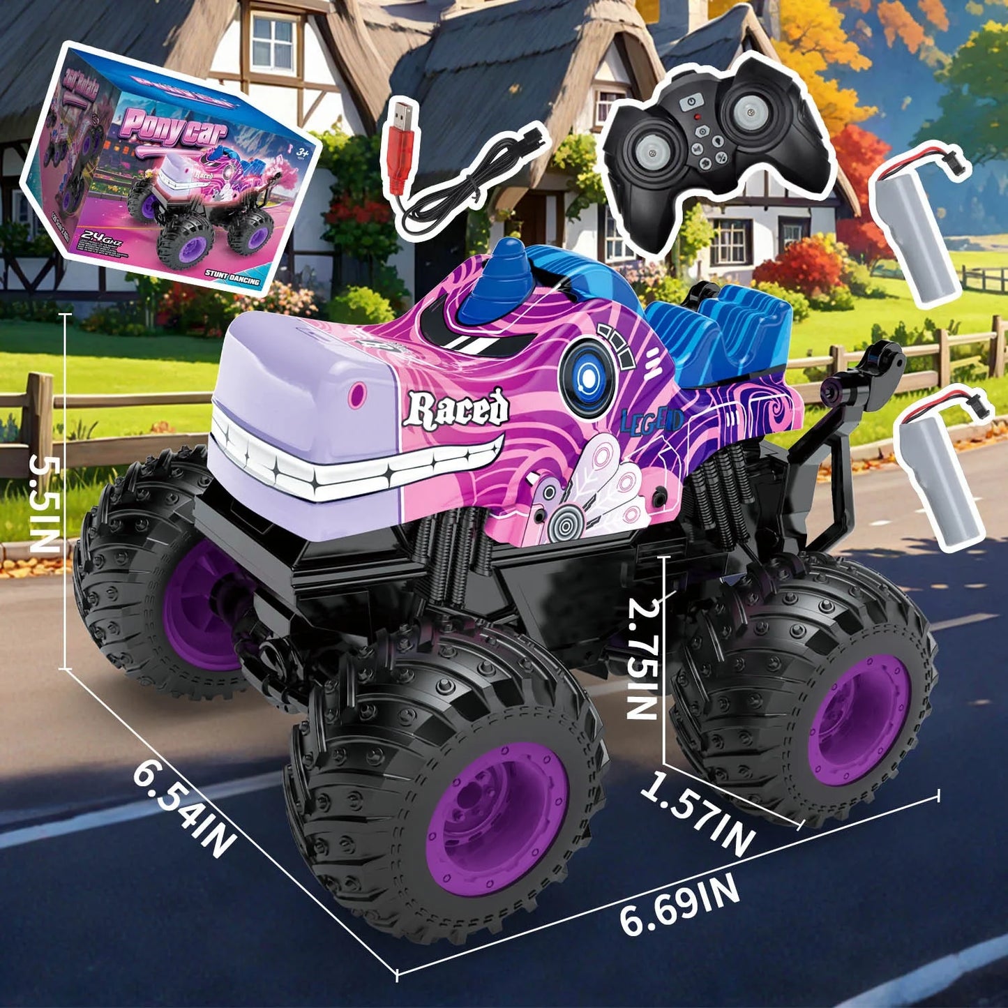 RC Monster Truck Toys, Remote Control Cars for Kids, Dinosaur RC Cars with Light & Music,Stunt, 360° Spin, Walk Upright