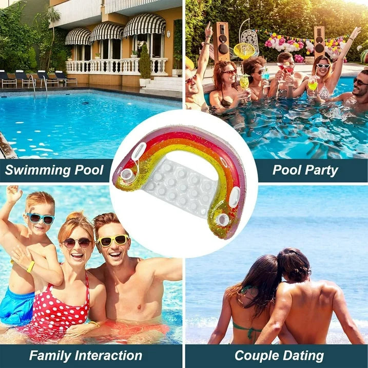 VKFVKF Inflatable Pool Float Chair, Pool Float Lounge, Floating Pool Chair with Cup Holder, Pool Toy Party Floaties for Adults