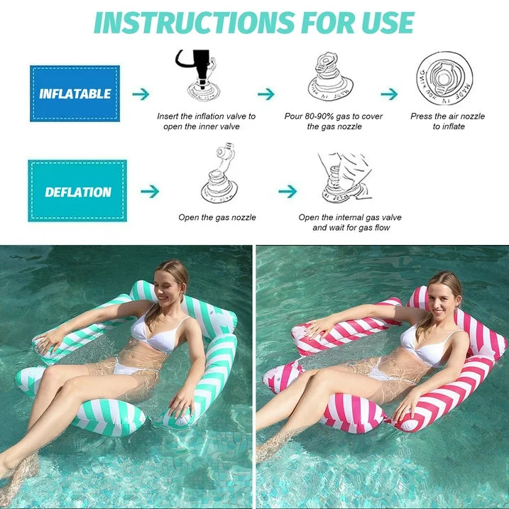 VKFVKF 4 in 1 Pool Floats Adult , 2 Pack Pool Floats Hammock, Drifter, Lounge Chair, Saddle,Pool Rafts Lounge Chairs Floating