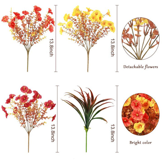 VKFVKF 13 Bundles Artificial Flowers Outdoor, Fake Faux Silk Flowers for Patio Porch Garden Yard Home Decor, Multicolor