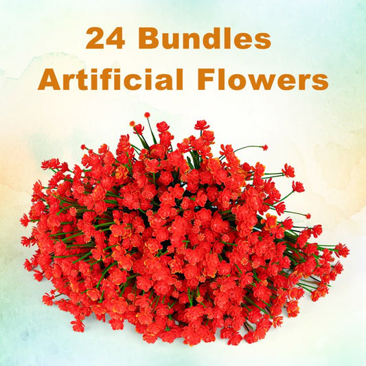 VKFVKF 24 Bundles Artificial Fake Flowers Outdoor, Faux Plants Fall for Home Patio Garden Decor, Multicolor