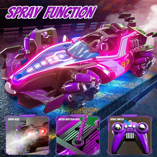 F1 Remote Control Car for Kids, 4WD 360° Rotation Drift RC Stunt Car with Light & Music & Spray , One-Click Demo