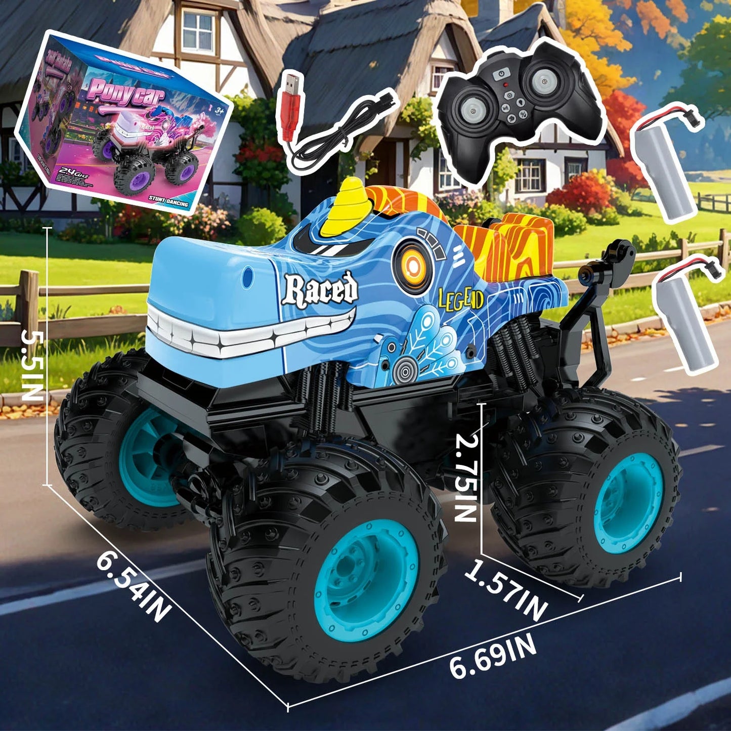 RC Monster Truck Toys, Remote Control Cars for Kids, Dinosaur RC Cars with Light & Music,Stunt, 360° Spin, Walk Upright
