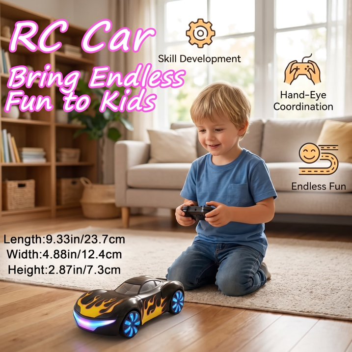 VKFVKF RC Monster Truck Toys, Remote Control Cars for Kids, 1:16 RC Cars with Light & Music, Stunt, 360° Spin, Left/Right Side Driving, Dual Spray