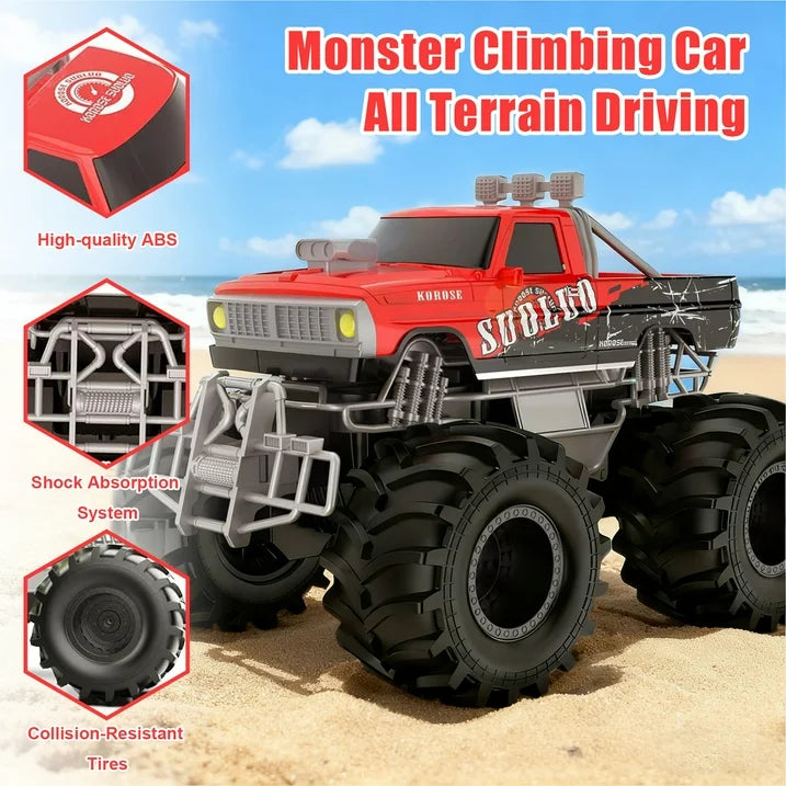 VKFVKF 1:16 Remote Control Car, RC Monster Truck Toys, RC Car for Kids, Kids RC Vehicle for Boys & Two Battery