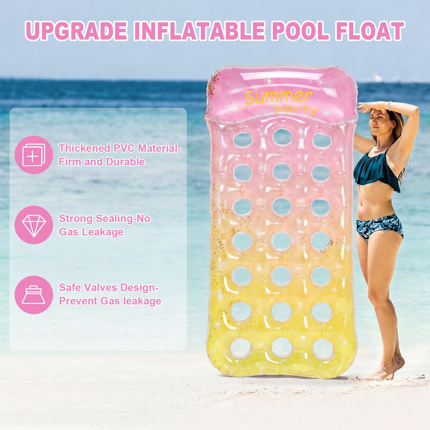 VKFVKF Pool Float for Adults , Giant Floaties Rafts for Adults Floating Lounger Sun Tanning Floats