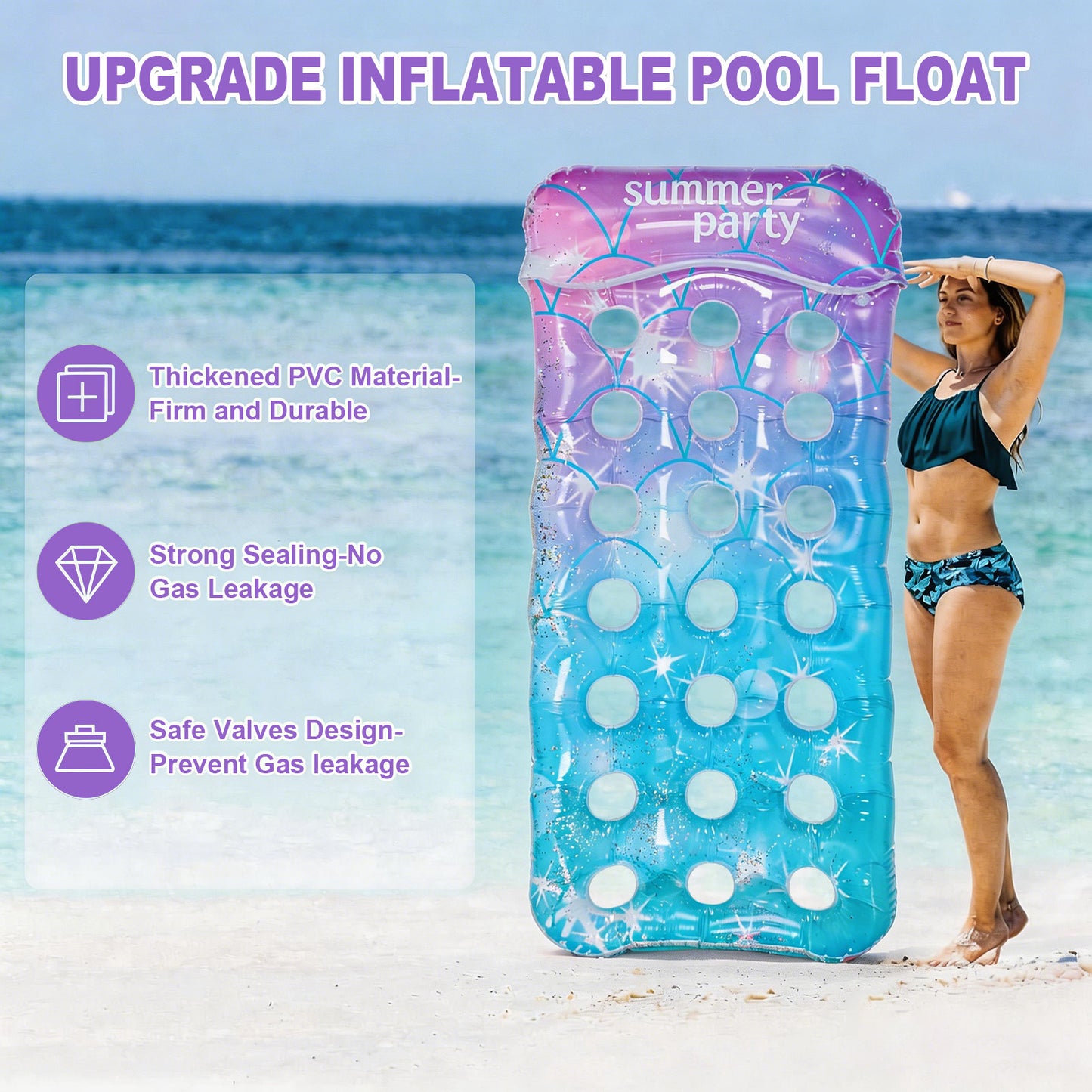 VKFVKF Pool Float for Adults , Giant Floaties Rafts for Adults Floating Lounger Sun Tanning Floats