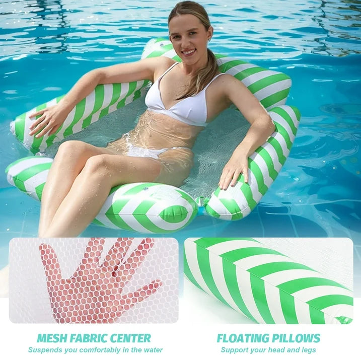 VKFVKF 4 in 1 Pool Floats Adult , 2 Pack Pool Floats Hammock, Drifter, Lounge Chair, Saddle,Pool Rafts Lounge Chairs Floating