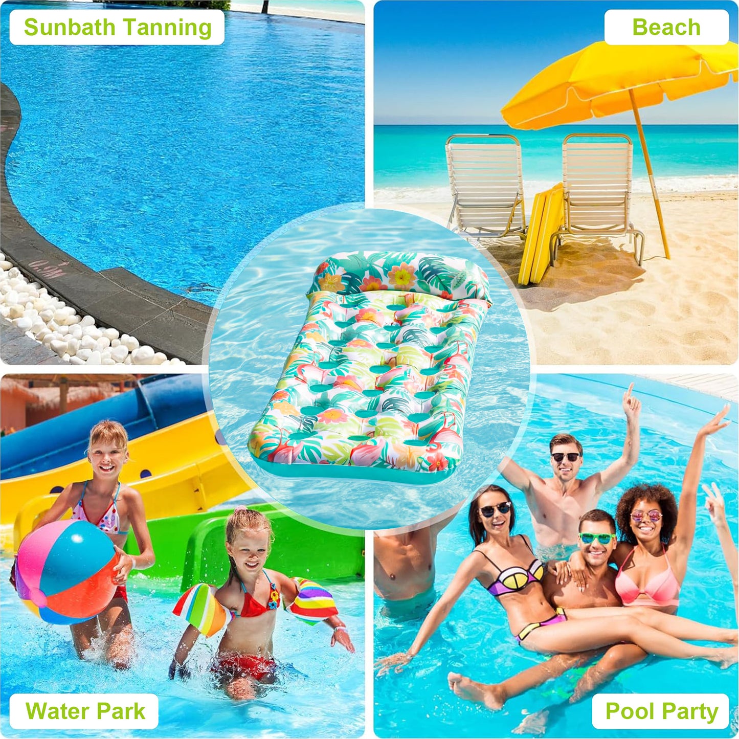 VKFVKF Pool Float for Adults , Giant Floaties Rafts for Adults Floating Lounger Sun Tanning Floats