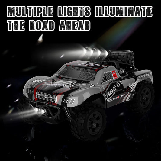 VKFVKF Remote Control Car, RC Car for Kids, RC Monster Truck with Lights & Headlights,All Terrain Off Road Vehicle, Gift for Boys/Girls Age 4+