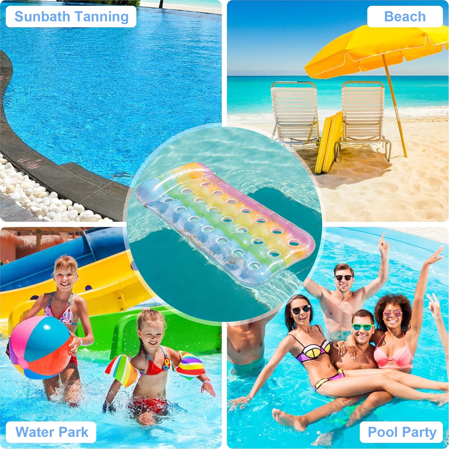 VKFVKF Pool Float for Adults , Giant Floaties Rafts for Adults Floating Lounger Sun Tanning Floats