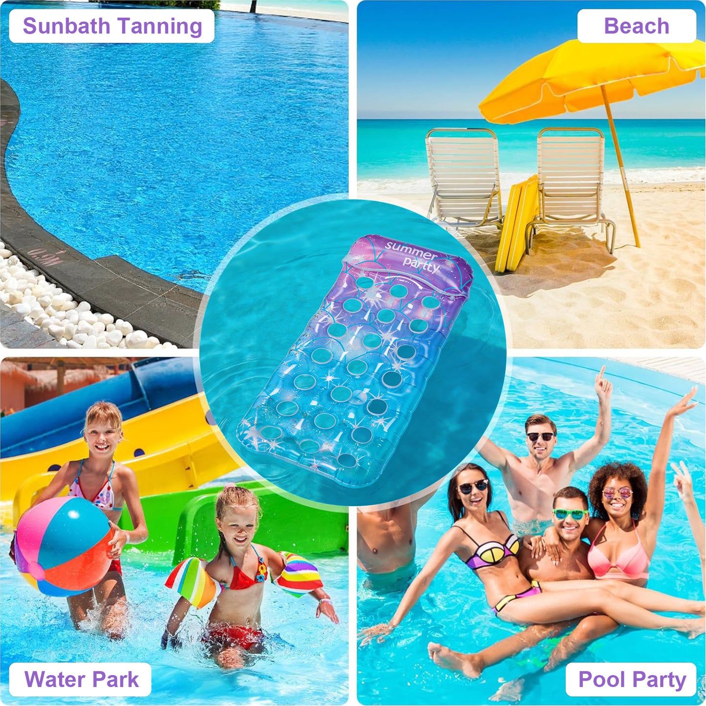 VKFVKF Pool Float for Adults , Giant Floaties Rafts for Adults Floating Lounger Sun Tanning Floats