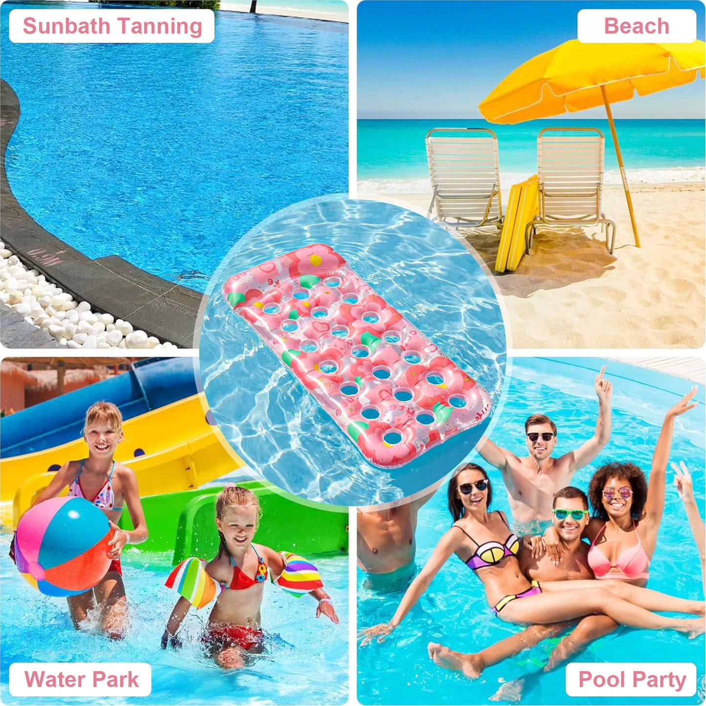 VKFVKF Pool Float for Adults , Giant Floaties Rafts for Adults Floating Lounger Sun Tanning Floats