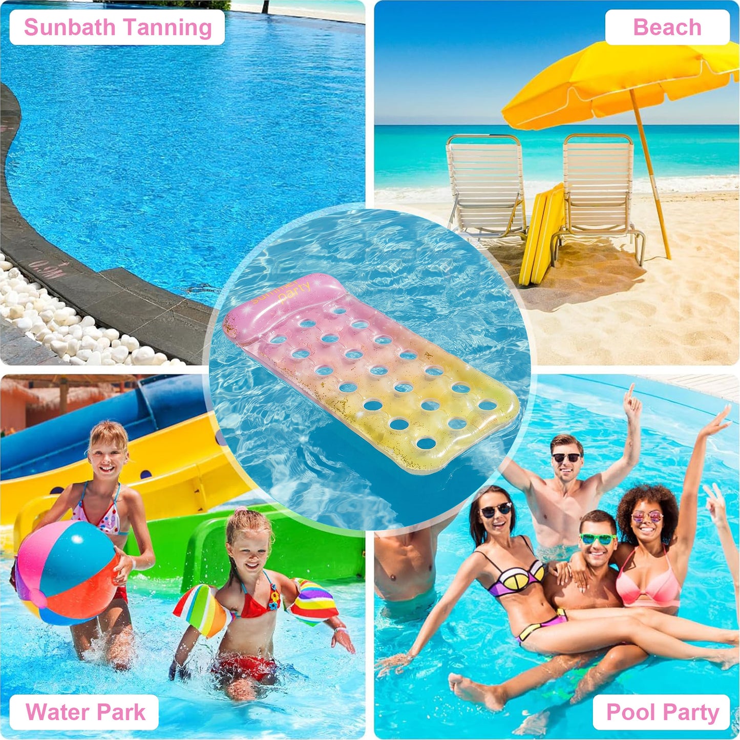VKFVKF Pool Float for Adults , Giant Floaties Rafts for Adults Floating Lounger Sun Tanning Floats