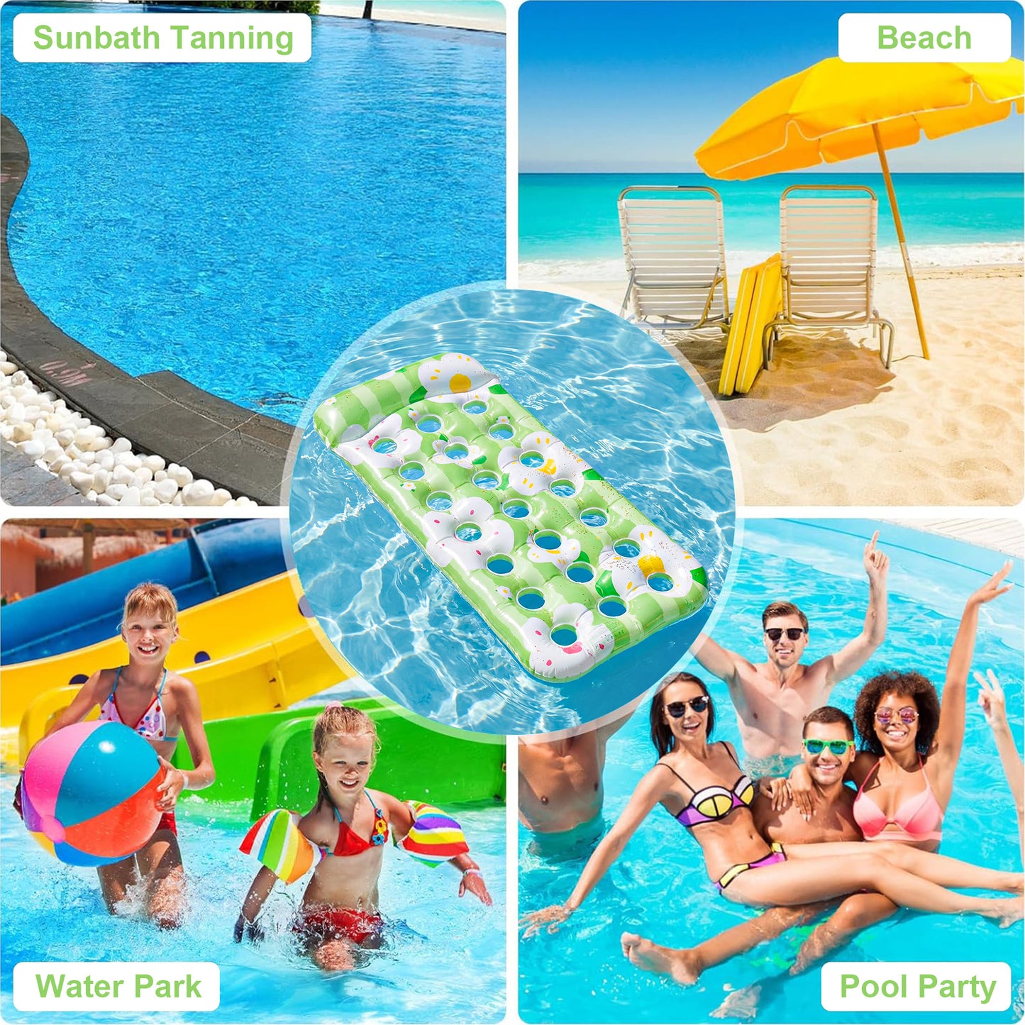 VKFVKF Pool Float for Adults , Giant Floaties Rafts for Adults Floating Lounger Sun Tanning Floats
