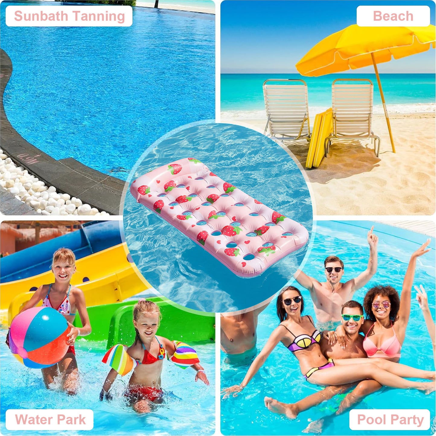 VKFVKF Pool Float for Adults , Giant Floaties Rafts for Adults Floating Lounger Sun Tanning Floats