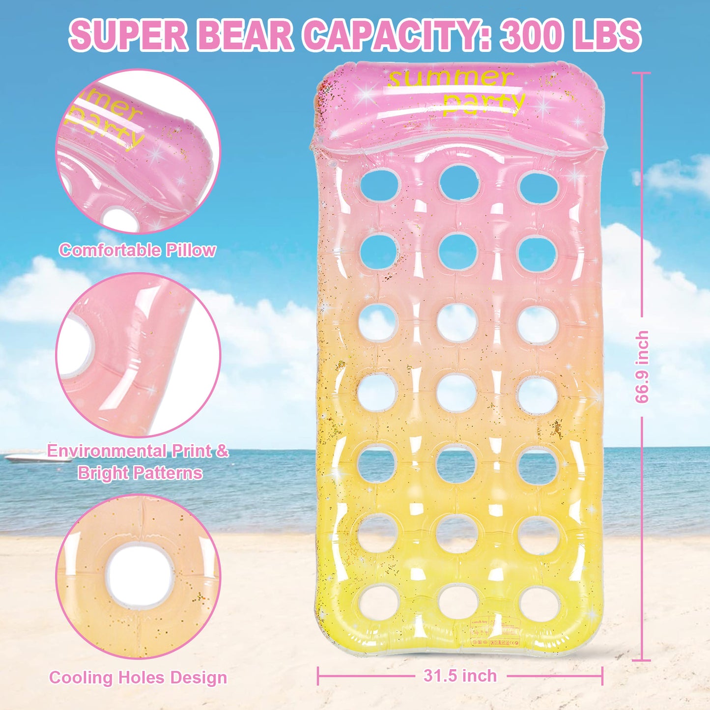 VKFVKF Pool Float for Adults , Giant Floaties Rafts for Adults Floating Lounger Sun Tanning Floats