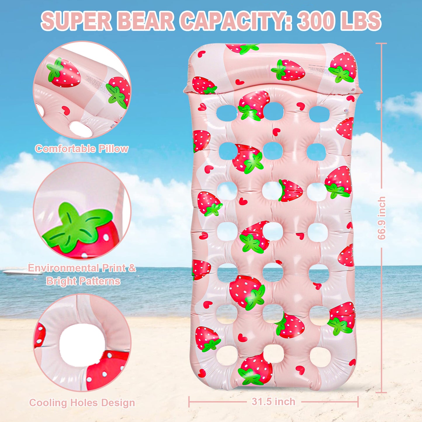 VKFVKF Pool Float for Adults , Giant Floaties Rafts for Adults Floating Lounger Sun Tanning Floats
