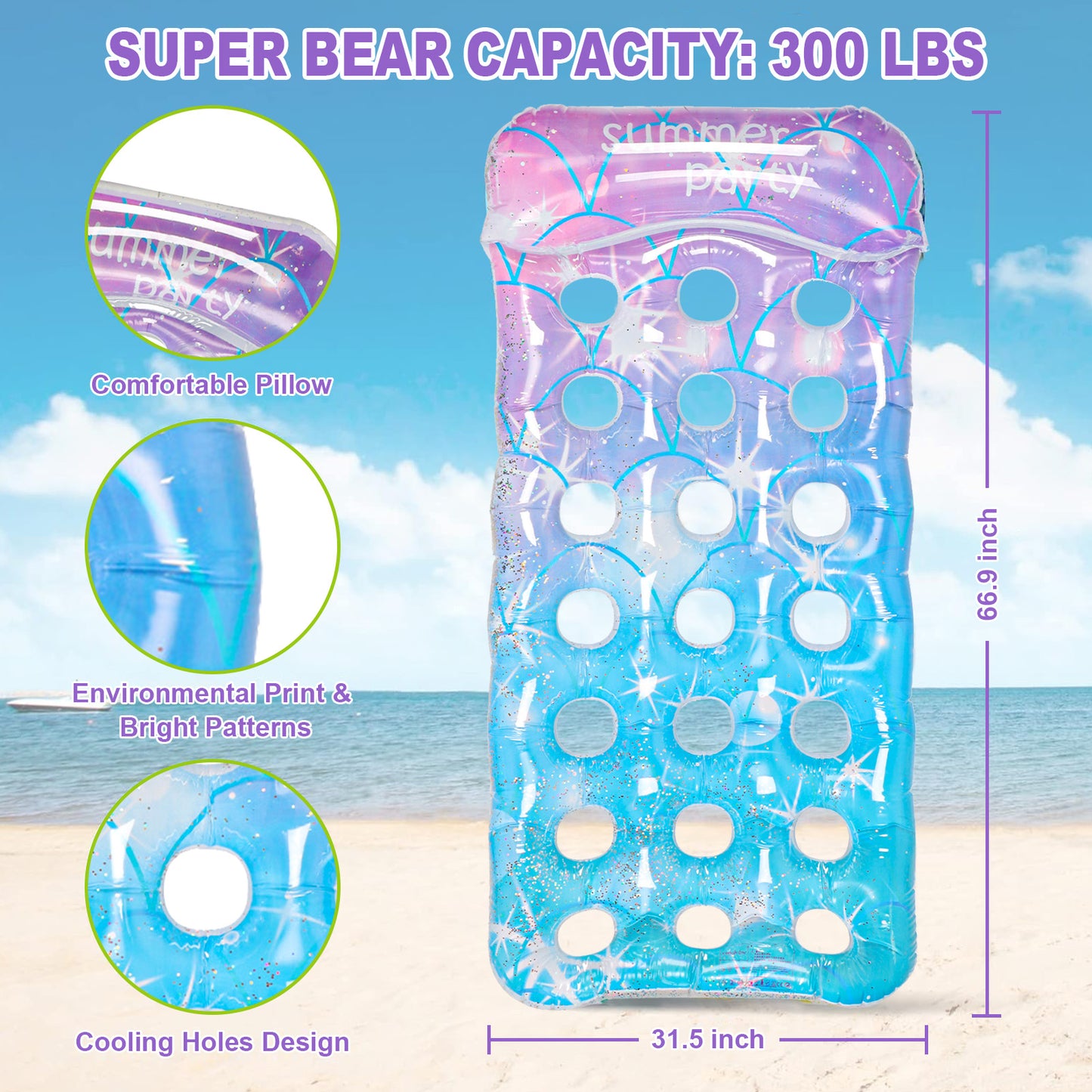 VKFVKF Pool Float for Adults , Giant Floaties Rafts for Adults Floating Lounger Sun Tanning Floats