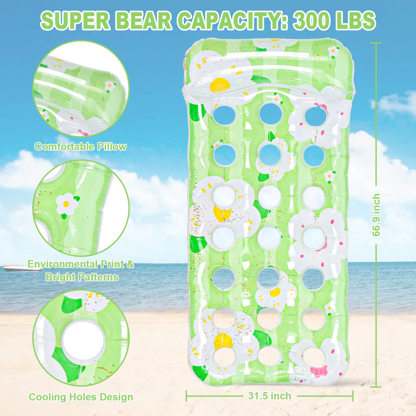 VKFVKF Pool Float for Adults , Giant Floaties Rafts for Adults Floating Lounger Sun Tanning Floats