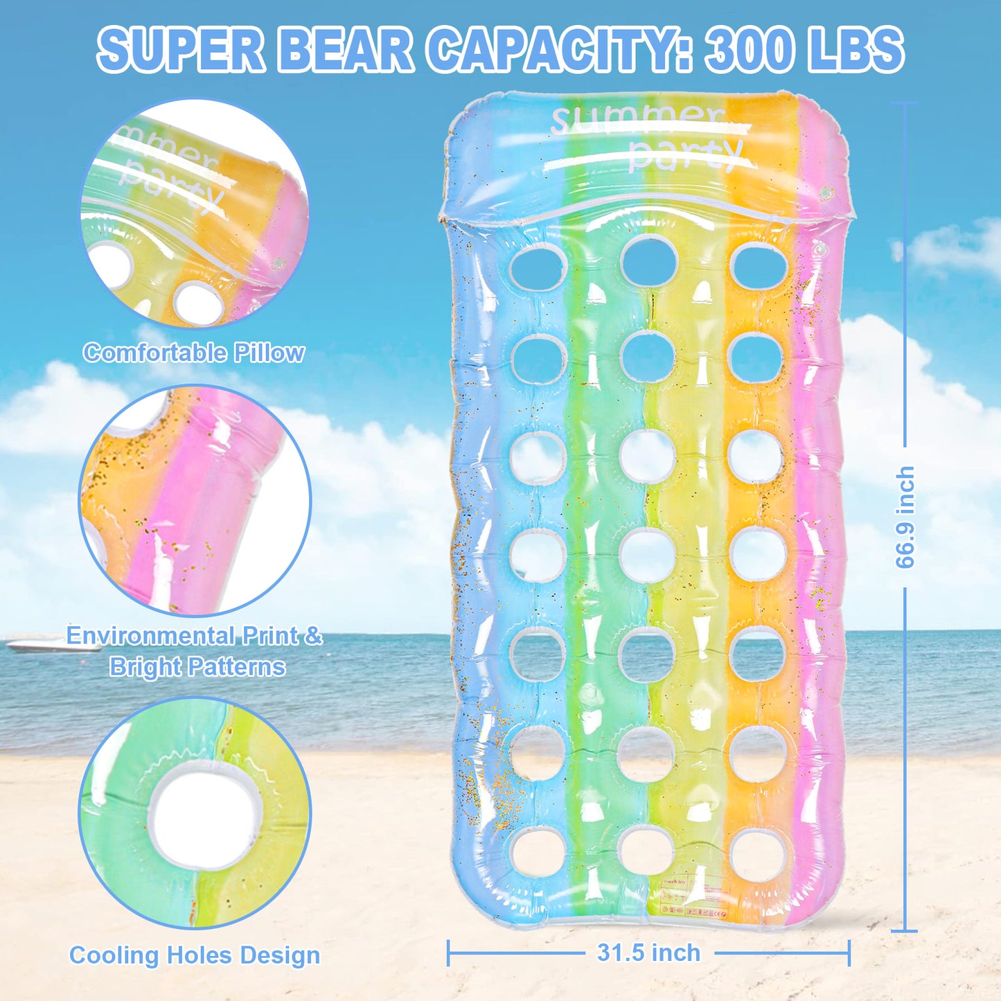 VKFVKF Pool Float for Adults , Giant Floaties Rafts for Adults Floating Lounger Sun Tanning Floats