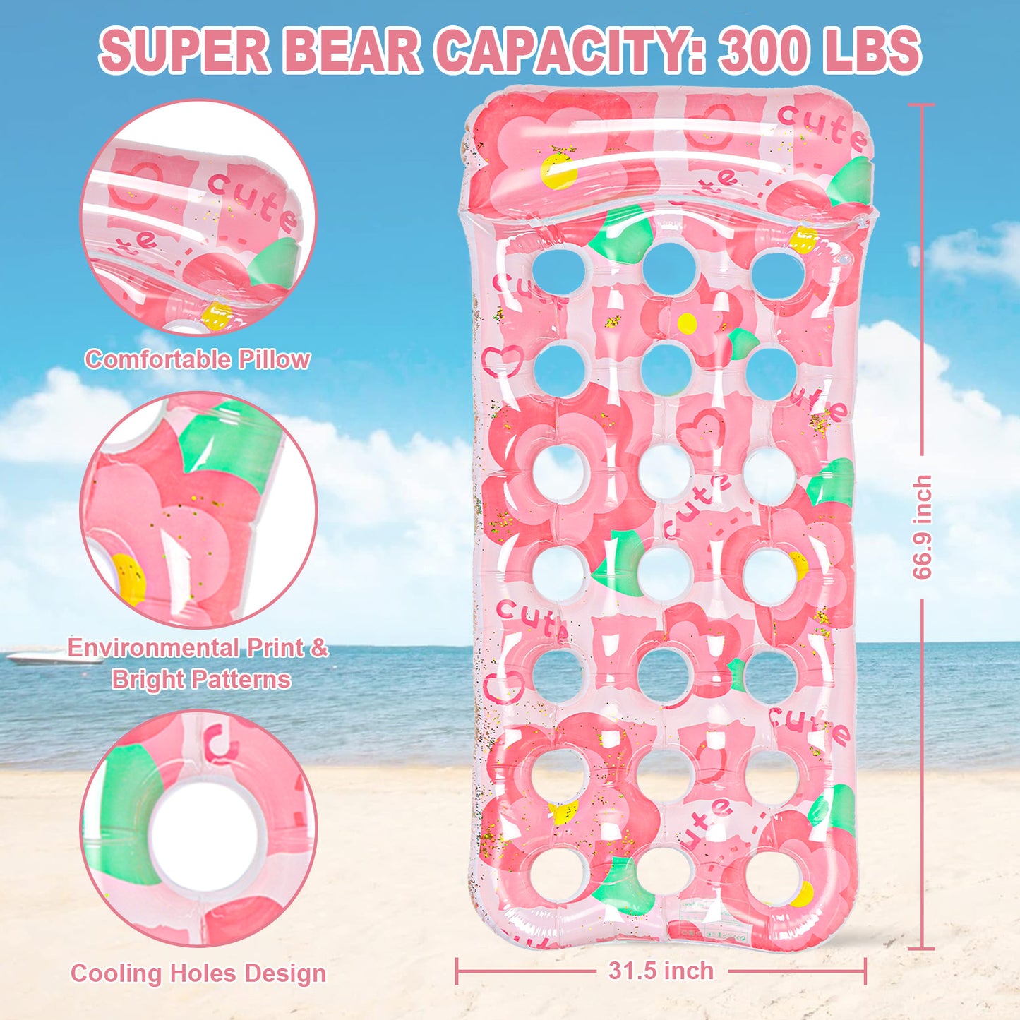 VKFVKF Pool Float for Adults , Giant Floaties Rafts for Adults Floating Lounger Sun Tanning Floats