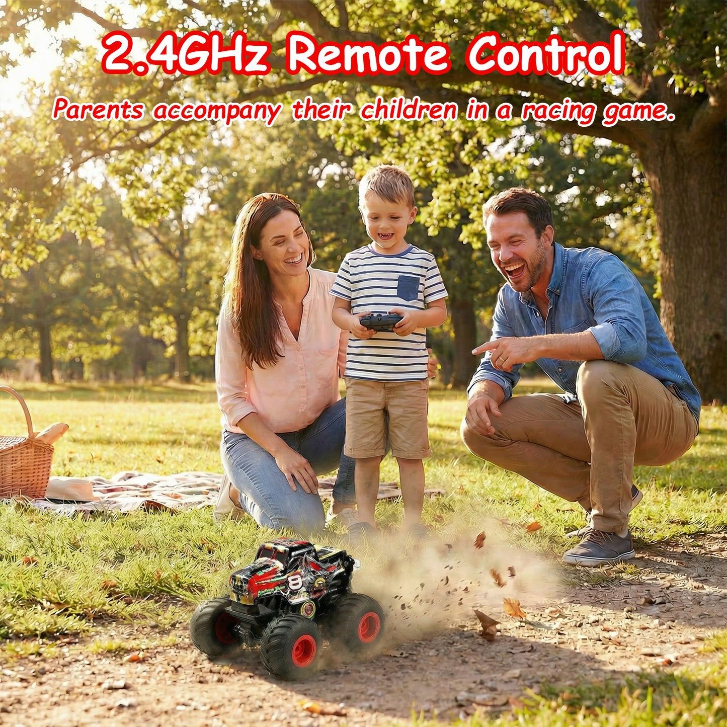 VKFVKF Rc Monster Trucks,Remote Control Car with Spray, Light & Sound,360° Rotating RC Stunt Car for Boys