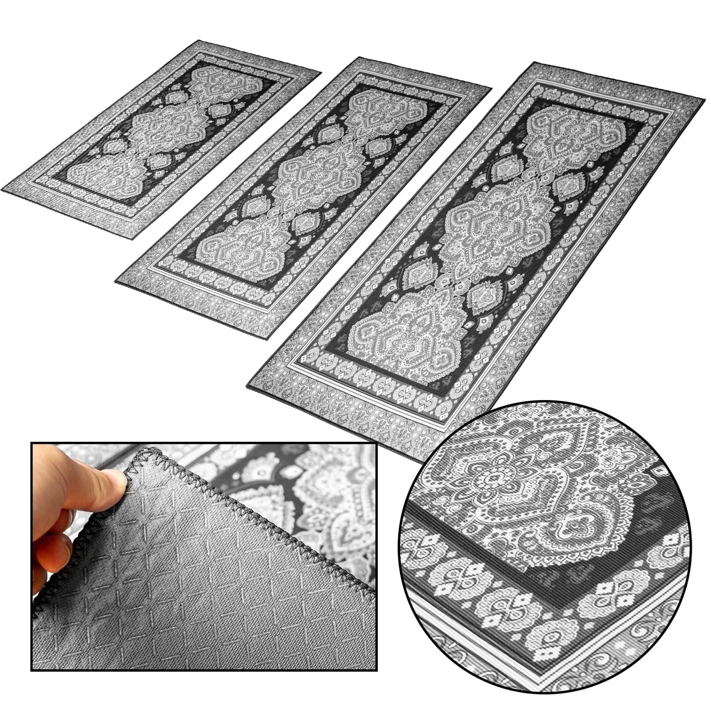 Laoyebaoho Kitchen Rug Set 3 Piece,Non Slip Kitchen Floor Mats ,Machine Washable Rugs Mats