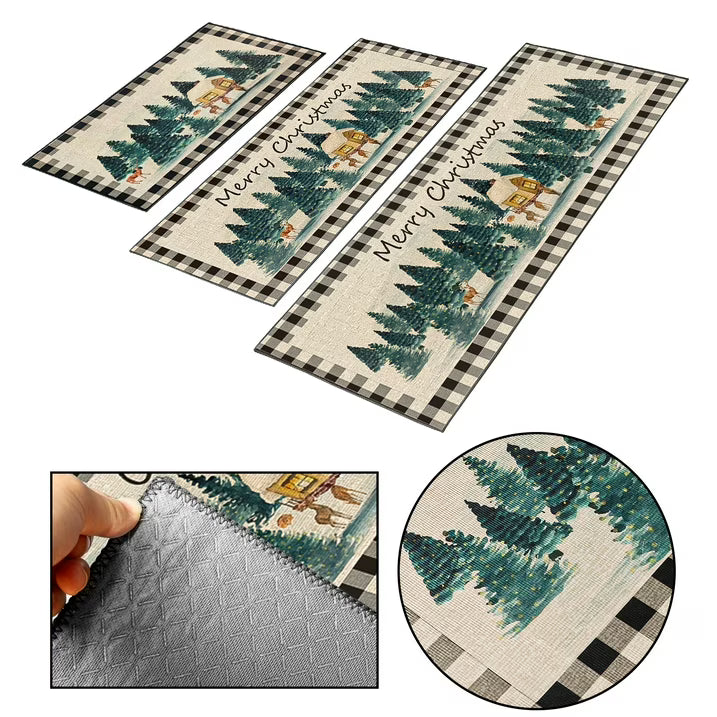 Laoyebaoho Christmas Kitchen Rugs Sets of 3, Kitchen Mats ,Bohemian Machine Washable Rugs Mats