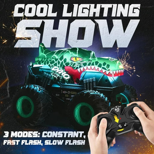 RC Monster Truck Toys, Remote Control Cars for Kids, Dinosaur RC Cars with Light & Music,Stunt, 360 Spin, Walk Upright