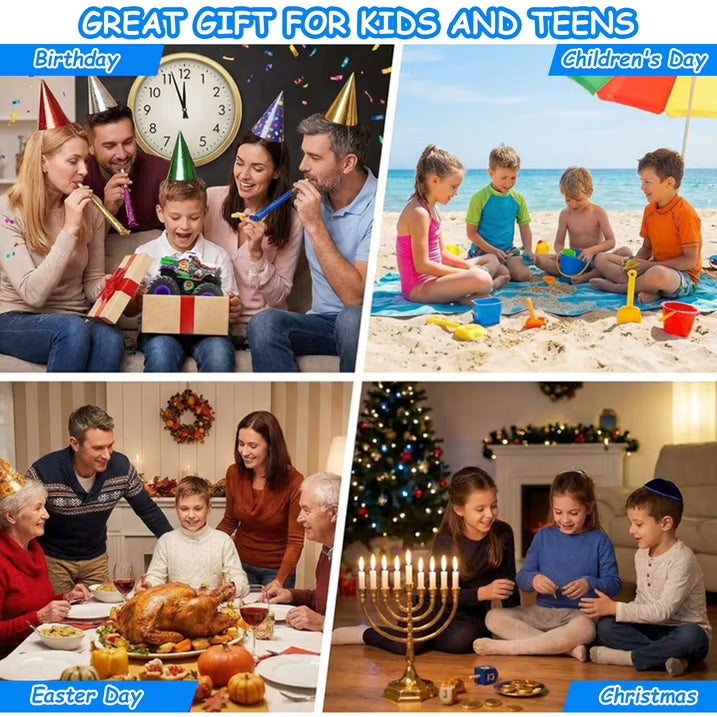 VKFVKF RC Monster Trucks, Remote Control Car with Light & Sound, 360° Rotating RC Stunt Car for Boys