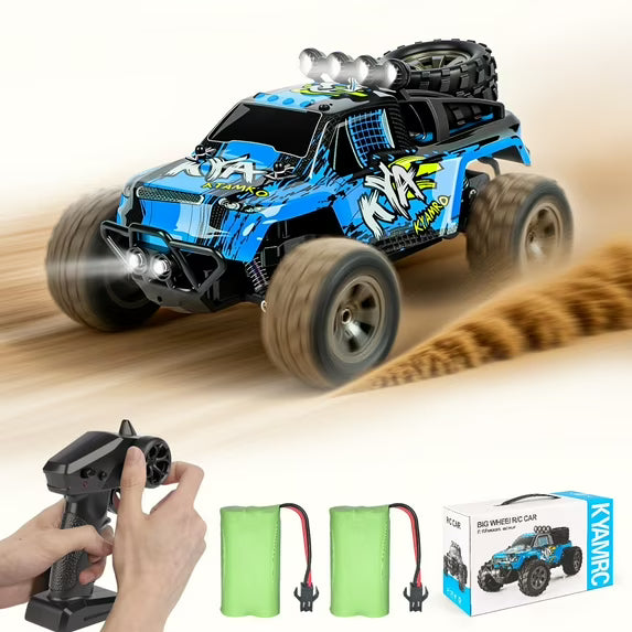 VKFVKF Remote Control Car, RC Car for Kids, RC Monster Truck with Lights & Headlights,All Terrain Off Road Vehicle, Gift for Boys/Girls Age 4+