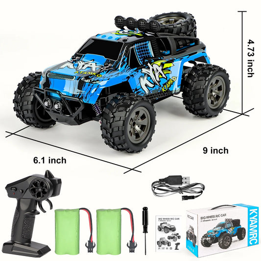 VKFVKF Remote Control Car, RC Car for Kids, RC Monster Truck with Lights & Headlights,All Terrain Off Road Vehicle, Gift for Boys/Girls Age 4+