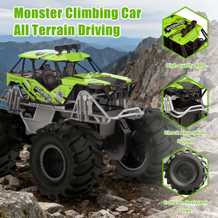 VKFVKF 1:18 Remote Control Cars, RC Monster Truck for Kids, RC Cars Toys Gifts for Boys,Kids RC Vehicle for Two Battery
