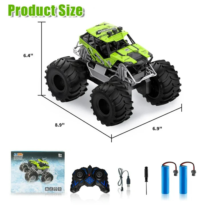 VKFVKF 1:18 Remote Control Cars, RC Monster Truck for Kids, RC Cars Toys Gifts for Boys,Kids RC Vehicle for Two Battery