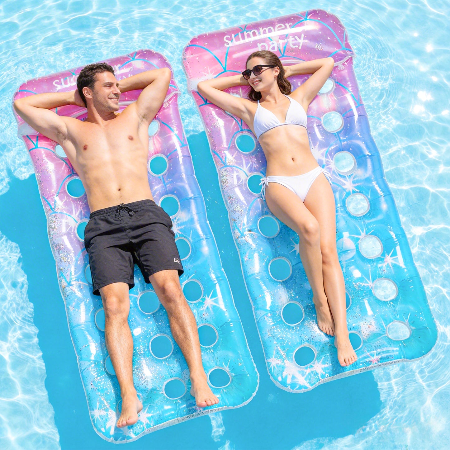 VKFVKF Pool Float for Adults , Giant Floaties Rafts for Adults Floating Lounger Sun Tanning Floats