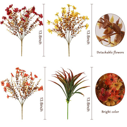VKFVKF 13 Bundles Artificial Flowers Outdoor, Fake Faux Silk Flowers for Patio Porch Garden Yard Home Decor, Multicolor