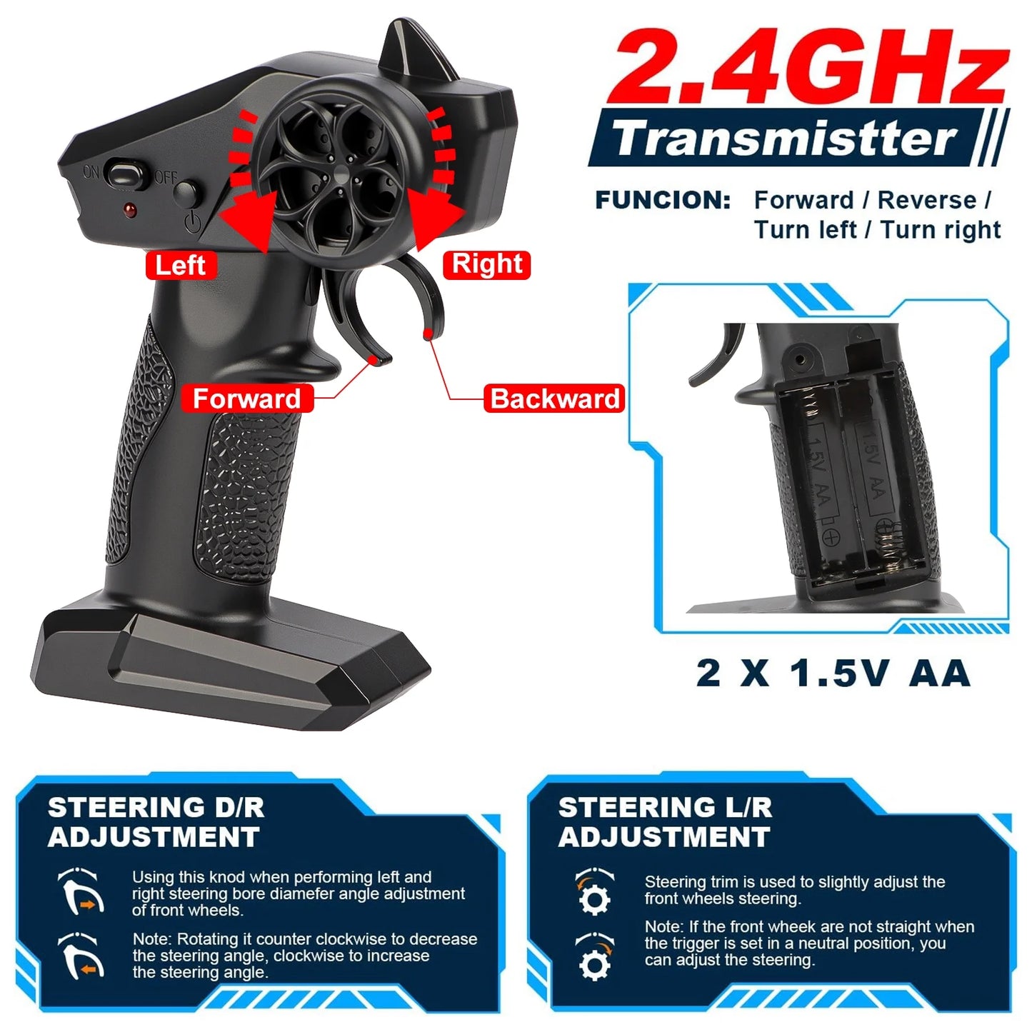 VKFVKF Remote Control Car, RC Car for Kids, RC Monster Truck with Lights & Headlights,All Terrain Off Road Vehicle, Gift for Boys/Girls Age 4+