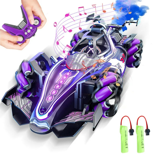 F1 Remote Control Car for Kids, 4WD 360° Rotation Drift RC Stunt Car with Light & Music & Spray , One-Click Demo