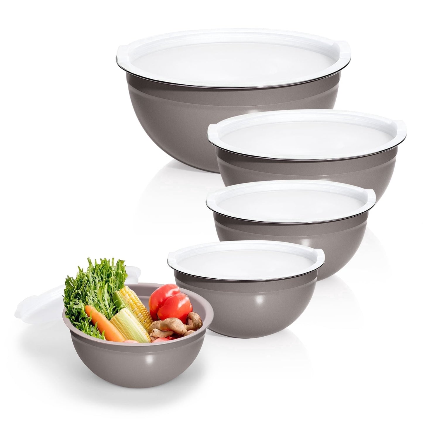 Laoyebaoho Stainless Steel Mixing Bowls Set, Mixing Bowls with Lids, Metal Nesting Storage Bowls for Kitchen