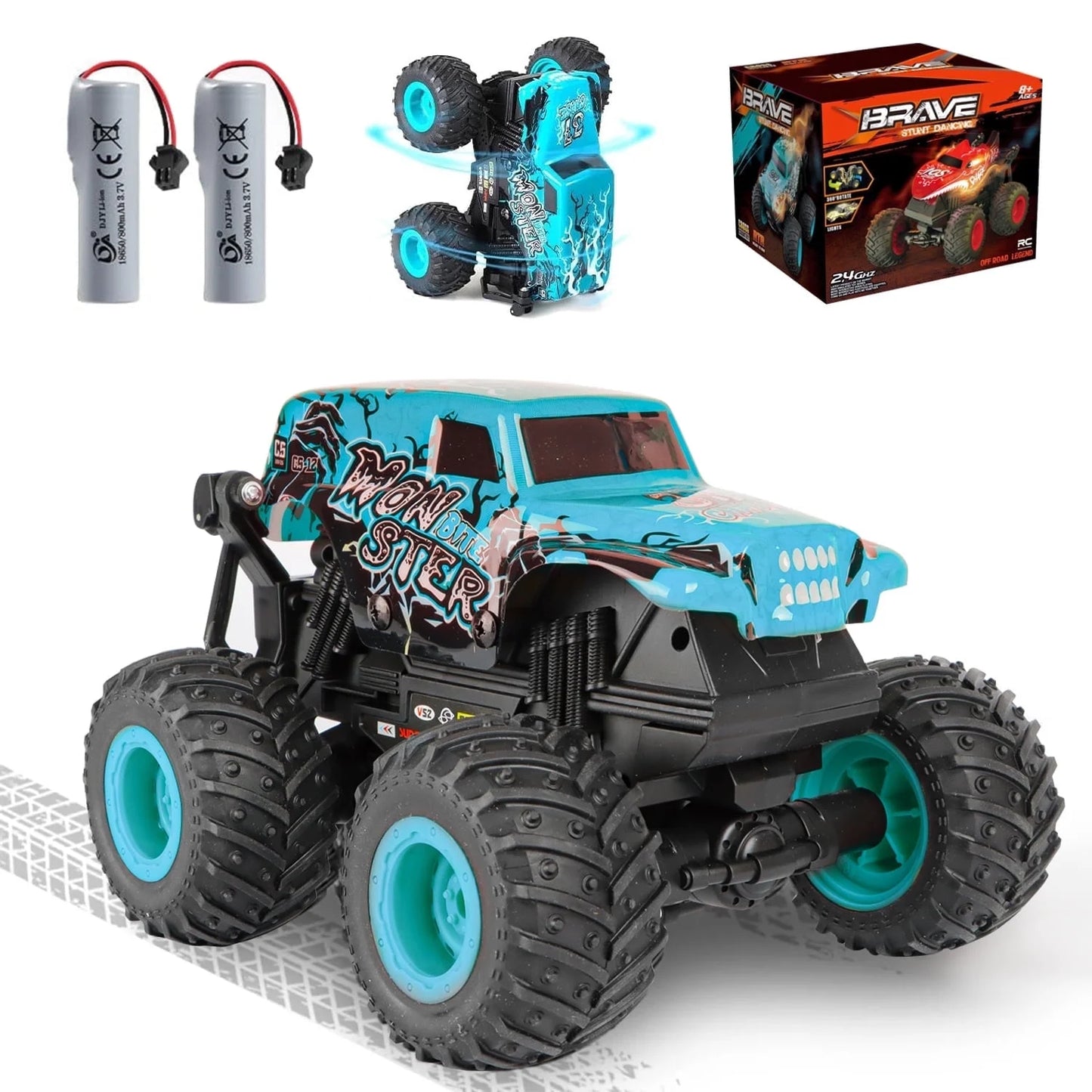 RC Monster Truck Toys, Remote Control Cars for Kids, Dinosaur RC Cars with Light & Music,Stunt, 360° Spin, Walk Upright