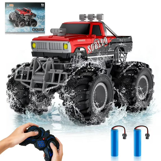 VKFVKF 1:16 Remote Control Car, RC Monster Truck Toys, RC Car for Kids, Kids RC Vehicle for Boys & Two Battery