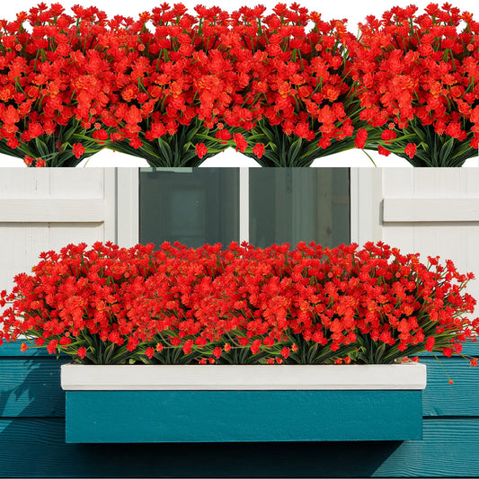 VKFVKF 24 Bundles Artificial Fake Flowers Outdoor, Faux Plants Fall for Home Patio Garden Decor, Multicolor