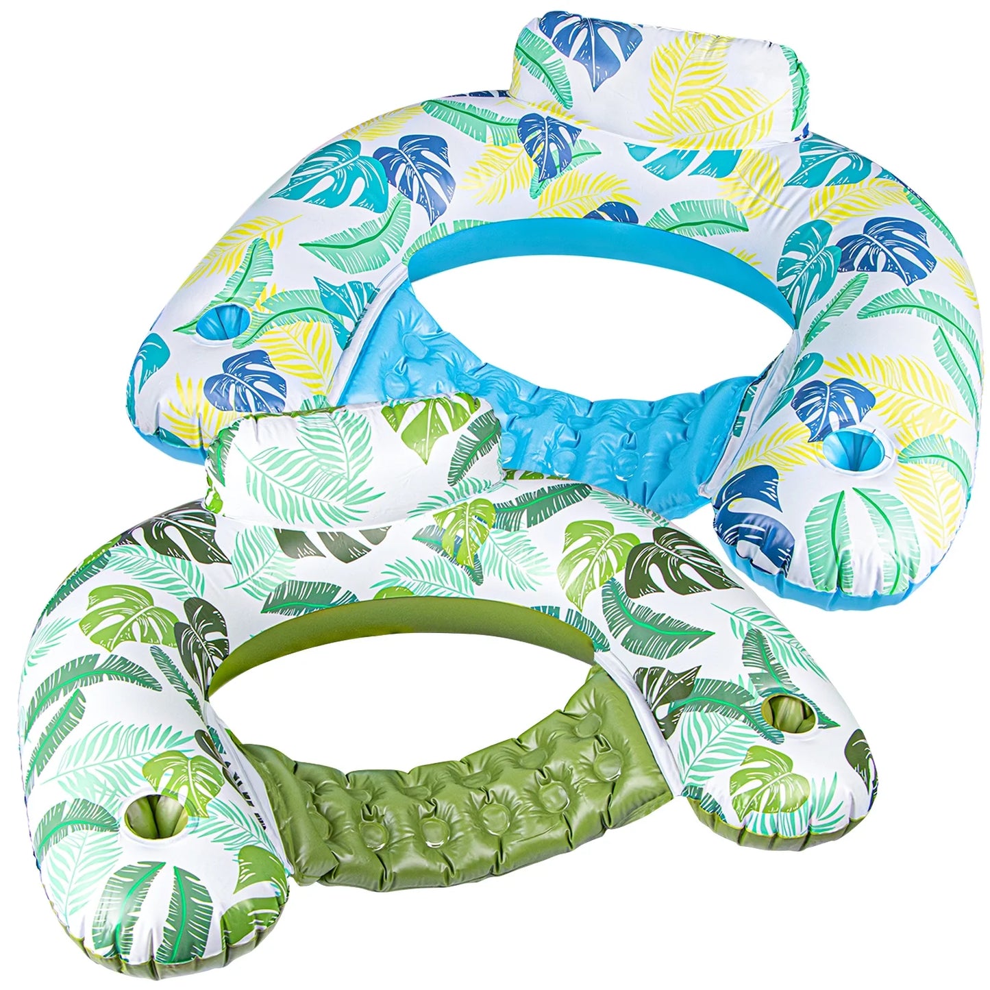 VKFVKF Inflatable Pool Float Chair,2Pack Pool Float Lounge,Pool Toy Party Floaties for Adults with Cup Holder