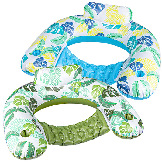 VKFVKF Inflatable Pool Float Chair,2Pack Pool Float Lounge,Pool Toy Party Floaties for Adults with Cup Holder
