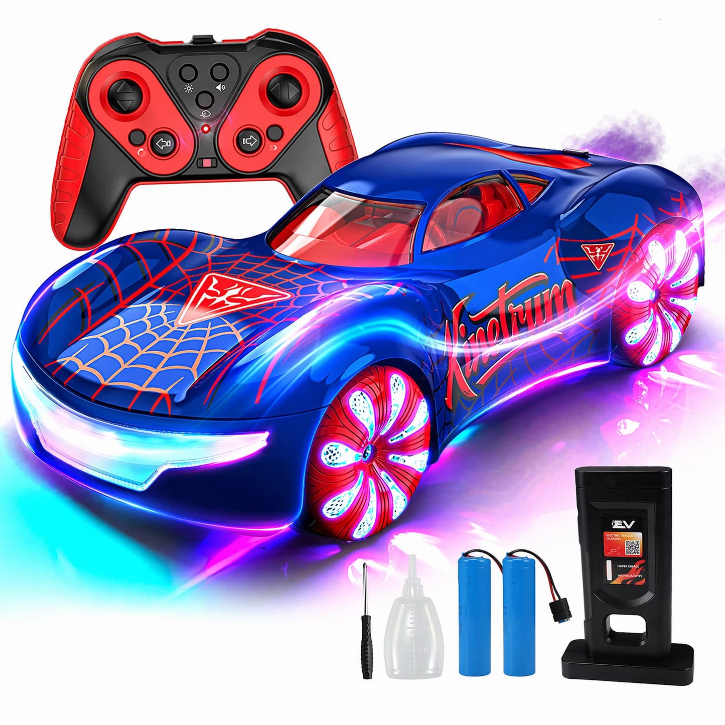 VKFVKF RC Monster Truck Toys, Remote Control Cars for Kids, 1:16 RC Cars with Light & Music, Stunt, 360° Spin, Left/Right Side Driving, Dual Spray