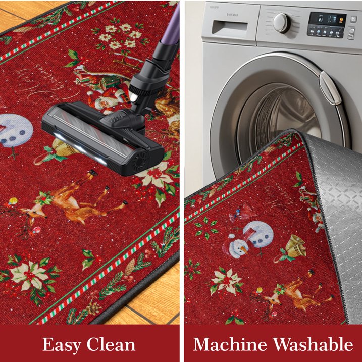 Laoyebaoho Christmas Kitchen Rugs Sets of 3, Kitchen Mats ,Bohemian Machine Washable Rugs Mats